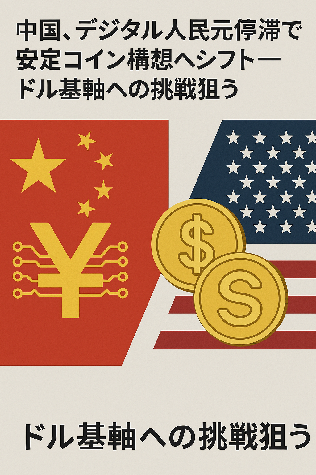 中国、デジタル人民元停滞で安定コイン構想へシフト──ドル基軸への挑戦狙う