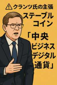 ⚠️ クランツ氏の主張：ステーブルコイン＝「中央ビジネスデジタル通貨」