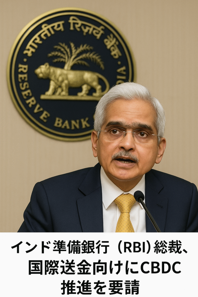 🇮🇳 インド準備銀行（RBI）総裁、国際送金向けにCBDC推進を要請―「ステーブルコインよりもCBDCを」各国中銀に呼びかけ