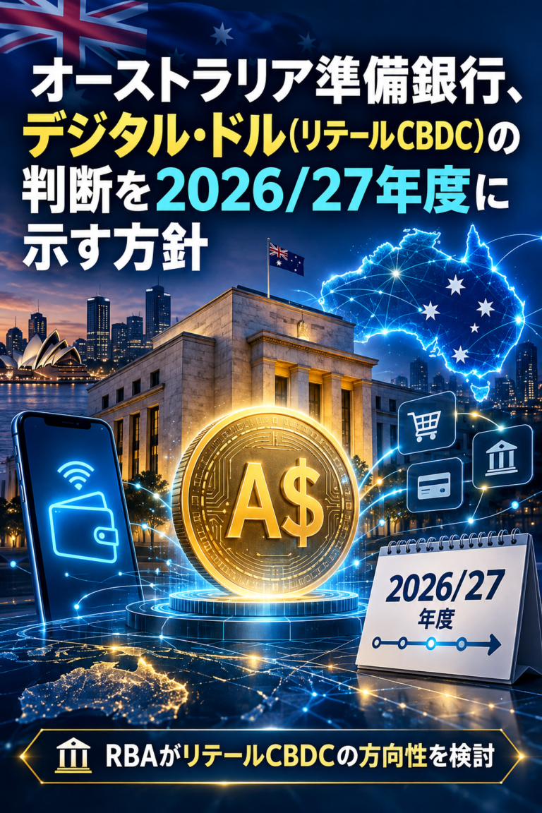 オーストラリア準備銀行、デジタル・ドル(リテールCBDC)の判断を2026/27年度に示す方針